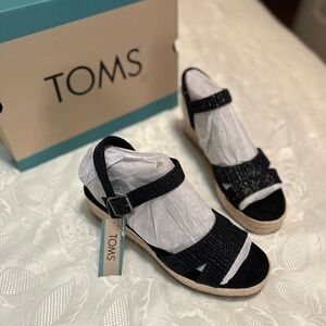 TOMS Black Strappy Espadrilles